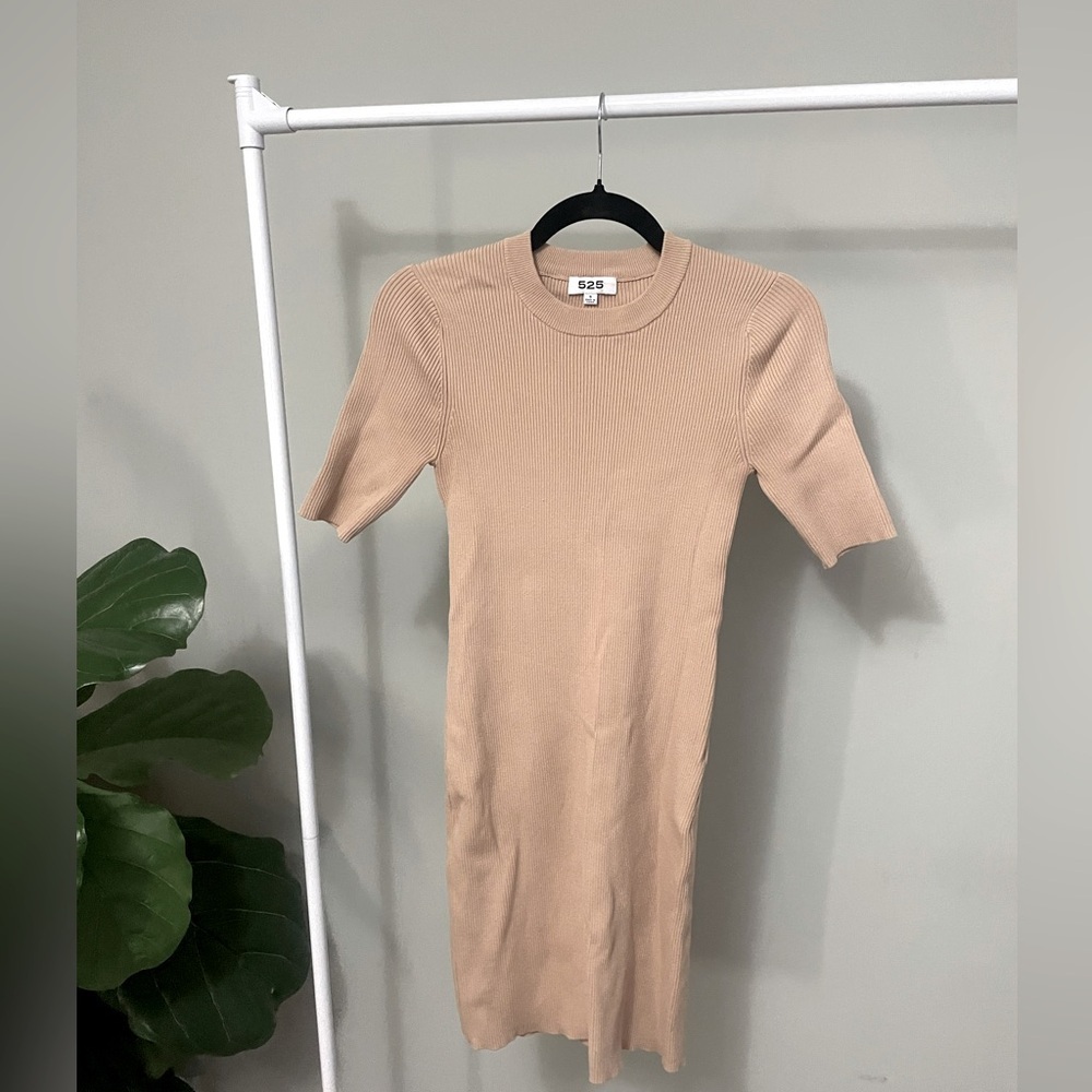 525 America Revolve Cowl Neck Tan Sweater Dress Size Small
